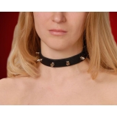 Узкий чёрный ошейник с шипами - Sitabella - купить с доставкой в Люберцах