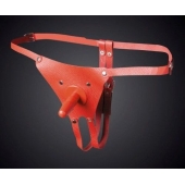 Красные кожаные универсальные трусики со штырьком для насадок - Sitabella - купить с доставкой в Люберцах