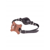 Чёрный кожаный кляп на регулируемых ремешках - Sitabella - купить с доставкой в Люберцах