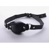 Чёрный кожаный кляп на регулируемых ремешках - Sitabella - купить с доставкой в Люберцах