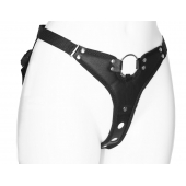 Черный женский пояс с вагинальной пробкой - LOVETOY (А-Полимер) - купить с доставкой в Люберцах