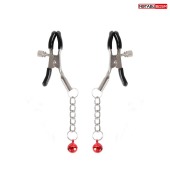 Серебристые зажимы на соски с шариками на цепочках - Notabu - купить с доставкой в Люберцах