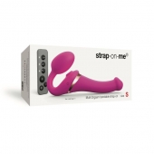 Ярко-розовый безремневой страпон Multi Orgasm Size S с клиторальной стимуляцией - Strap-on-me - купить с доставкой в Люберцах