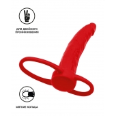 Красная насадка на пенис для двойного проникновения Black Red - 16,5 см. - ToyFa - купить с доставкой в Люберцах