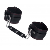 Черные кожаные однослойные оковы с контрастной строчкой - Pecado - купить с доставкой в Люберцах