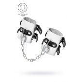 Бело-черные наручники с двумя ремешками и люверсами - Pecado - купить с доставкой в Люберцах