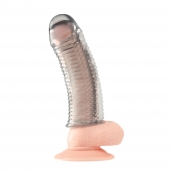 Текстурированная насадка на пенис Clear Textured Penis Enhancing Sleeve Extension - 16,5 см. - BlueLine - в Люберцах купить с доставкой