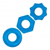 Комплект из трех голубых колец для эрекции 3-Pack Nuts   Bolts Stretch Cock Ring Set - BlueLine - в Люберцах купить с доставкой