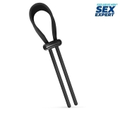 Черный ремень-лассо для усиления эрекции - Sex Expert - в Люберцах купить с доставкой