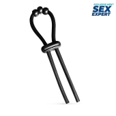 Черное эрекционное кольцо со стимулирующими бусинами - Sex Expert - в Люберцах купить с доставкой