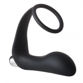 Черное эрекционное кольцо с вибропробкой Vibrating Anal Plug With Cockring - Dream Toys - в Люберцах купить с доставкой