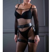 Кожаный пояс с гартерами Sex Game - БДСМ Арсенал - купить с доставкой в Люберцах