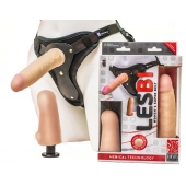 Телесный страпон Harness LESBI с вагинальной пробкой - 16,5 см. - LOVETOY (А-Полимер) - купить с доставкой в Люберцах