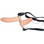 Телесный женский страпон с вагинальной пробкой Strap-On Duo - 15 см. - Orion - купить с доставкой в Люберцах