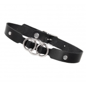Черный кожаный ошейник со связанными кольцами - Pecado - купить с доставкой в Люберцах