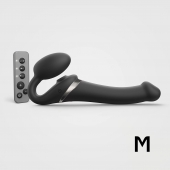 Черный безремневой страпон Multi Orgasm Size M с клиторальной стимуляцией - Strap-on-me - купить с доставкой в Люберцах
