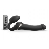 Черный безремневой страпон Multi Orgasm Size M с клиторальной стимуляцией - Strap-on-me - купить с доставкой в Люберцах