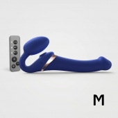 Синий безремневой страпон Multi Orgasm Size M с клиторальной стимуляцией - Strap-on-me - купить с доставкой в Люберцах