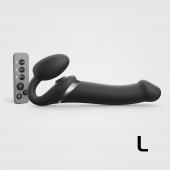 Черный безремневой страпон Multi Orgasm Size L с клиторальной стимуляцией - Strap-on-me - купить с доставкой в Люберцах