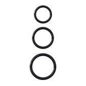 Набор из трех черных эрекционных колец Silicone 3-Ring Stamina Set - Pipedream - в Люберцах купить с доставкой