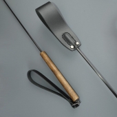 Черный кожаный стек с деревянной рукоятью - 69 см. - Sitabella - купить с доставкой в Люберцах