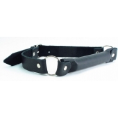 Черный кожаный кляп-трензель на кольцах - БДСМ Арсенал - купить с доставкой в Люберцах