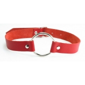 Красный кожаный кляп с кольцом - БДСМ Арсенал - купить с доставкой в Люберцах