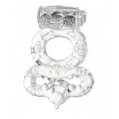 Прозрачное эрекционное кольцо с вибратором  и подхватом - Toyfa Basic - в Люберцах купить с доставкой