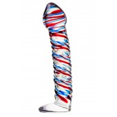 Стеклянный фаллос с разноцветными спиралями - 17 см. - Sexus