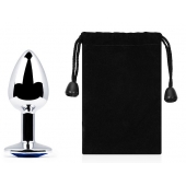 Анальное украшение BUTT PLUG  Small с синим кристаллом - 7 см. - Anal Jewelry Plug - купить с доставкой в Люберцах