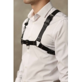 Черная мужская кожаная портупея №4 - БДСМ Арсенал - купить с доставкой в Люберцах