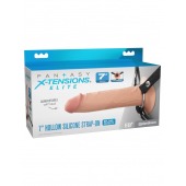 Телесный полый страпон на черных ремнях Hollow Silicone Strap-on - 17,8 см. - Pipedream - купить с доставкой в Люберцах