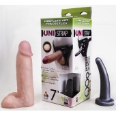 Страпон-унисекс с двумя насадками UNI strap 7  Harness - 19 и 16 см. - LOVETOY (А-Полимер) - купить с доставкой в Люберцах