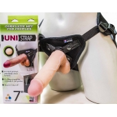 Страпон-унисекс с двумя насадками UNI strap 7  Harness - 19 и 16 см. - LOVETOY (А-Полимер) - купить с доставкой в Люберцах