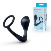 Черное эрекционное кольцо со стимулятором простаты Ringer Cock Ring   Plug - b-Vibe - в Люберцах купить с доставкой