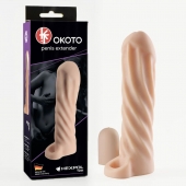 Телесная насадка-удлинитель Okoto со спиралевидным рельефом - 16 см. - Sitabella - в Люберцах купить с доставкой