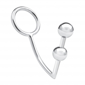 Кольцо на пенис с анальным стимулятором Two Bead Stainless Steel Anal Hook   Cock Ring - BlueLine - в Люберцах купить с доставкой