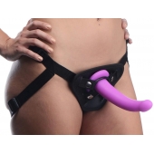 Лиловый поясной страпон Navigator Silicone G-Spot Dildo with Harness - 17,8 см. - XR Brands - купить с доставкой в Люберцах