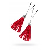 Зажимы на соски «Вилки» с красными кисточками из замши - Pecado - купить с доставкой в Люберцах