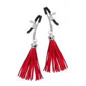 Зажимы на соски «Прищепки» с красными кисточками из замши - Pecado - купить с доставкой в Люберцах