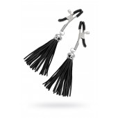 Зажимы на соски «Прищепки» с черными кисточками из замши - Pecado - купить с доставкой в Люберцах