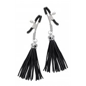 Зажимы на соски «Прищепки» с черными кисточками из замши - Pecado - купить с доставкой в Люберцах