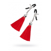 Зажимы на соски «Прищепки» с красными кисточками из шелка - Pecado - купить с доставкой в Люберцах