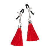 Зажимы на соски «Прищепки» с красными кисточками из шелка - Pecado - купить с доставкой в Люберцах