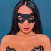 Черная двухслойная открытая кожаная маска заострённой формы - Crazy Handmade - купить с доставкой в Люберцах