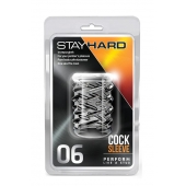 Прозрачная насадка с объёмными чёрточками STAY HARD COCK SLEEVE 06 CLEAR - Blush Novelties - в Люберцах купить с доставкой