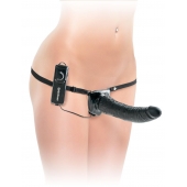Черный страпон с вагинальной пробкой Deluxe Vibrating Penetrix Strap-On - 19 см. - Pipedream - купить с доставкой в Люберцах