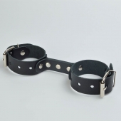 Черные кожаные наручники-фиксатор - Sitabella - купить с доставкой в Люберцах