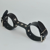 Черные кожаные наручники-фиксатор - Sitabella - купить с доставкой в Люберцах