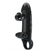 Черная вибронасадка на пенис с подхватом мошонки - 20 см. - Baile - в Люберцах купить с доставкой